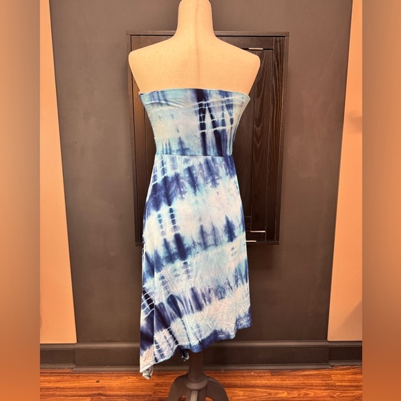 Boston proper Blue Tie-Dye Asymmetrical Strapless Dress - Picture 3 of 7